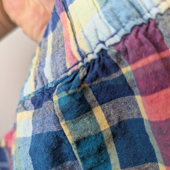 Lane Bryant Madras Plaid Shorts Womens 20 Plus Multi Color Linen Blend Pull On - Picture 9 of 9